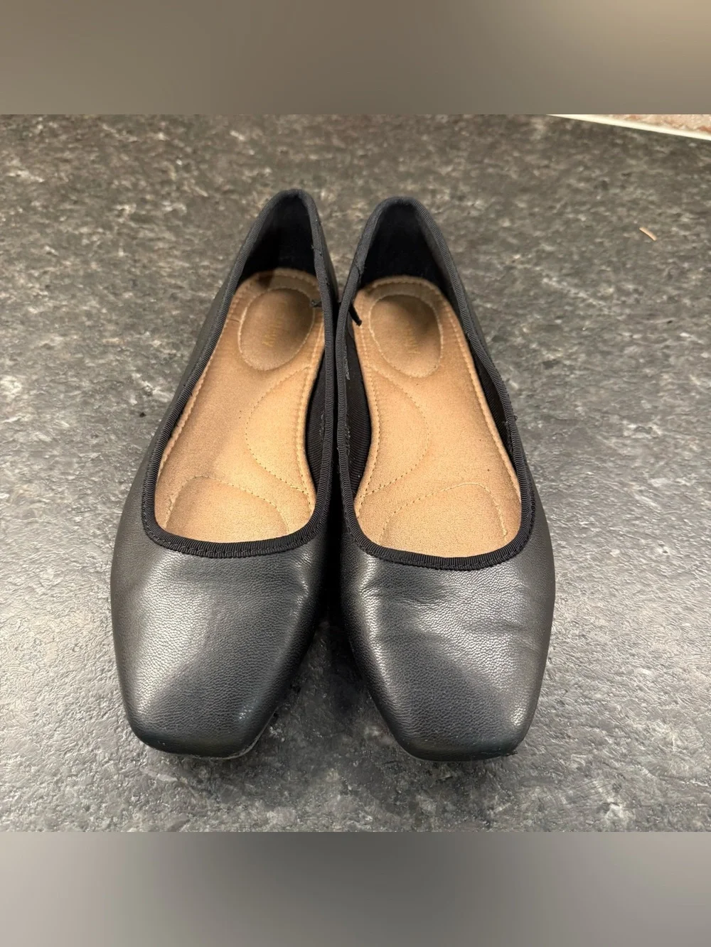 Mary Jane Black Faux Leather Ballet Flats, Size 8